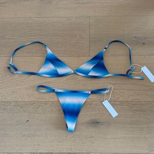 Gradient Blue Triangle Bikini Set - Women Swim